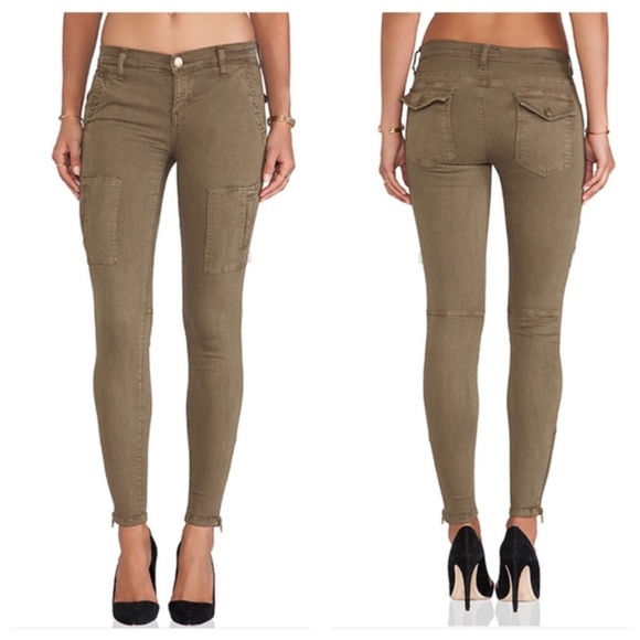 Current/Elliott Skinny Cargo Pants Jeans Olive Green Size 26 - Picture 3 of 16